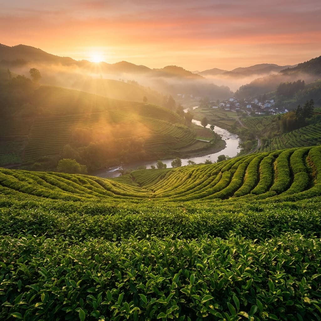 Misty tea plantations in Taiwan
